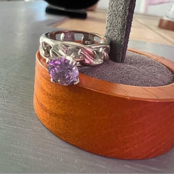 Sabika LIKE Silver Tone Pink Dangle Crystal Size 6.5 - Picture 1 of 8